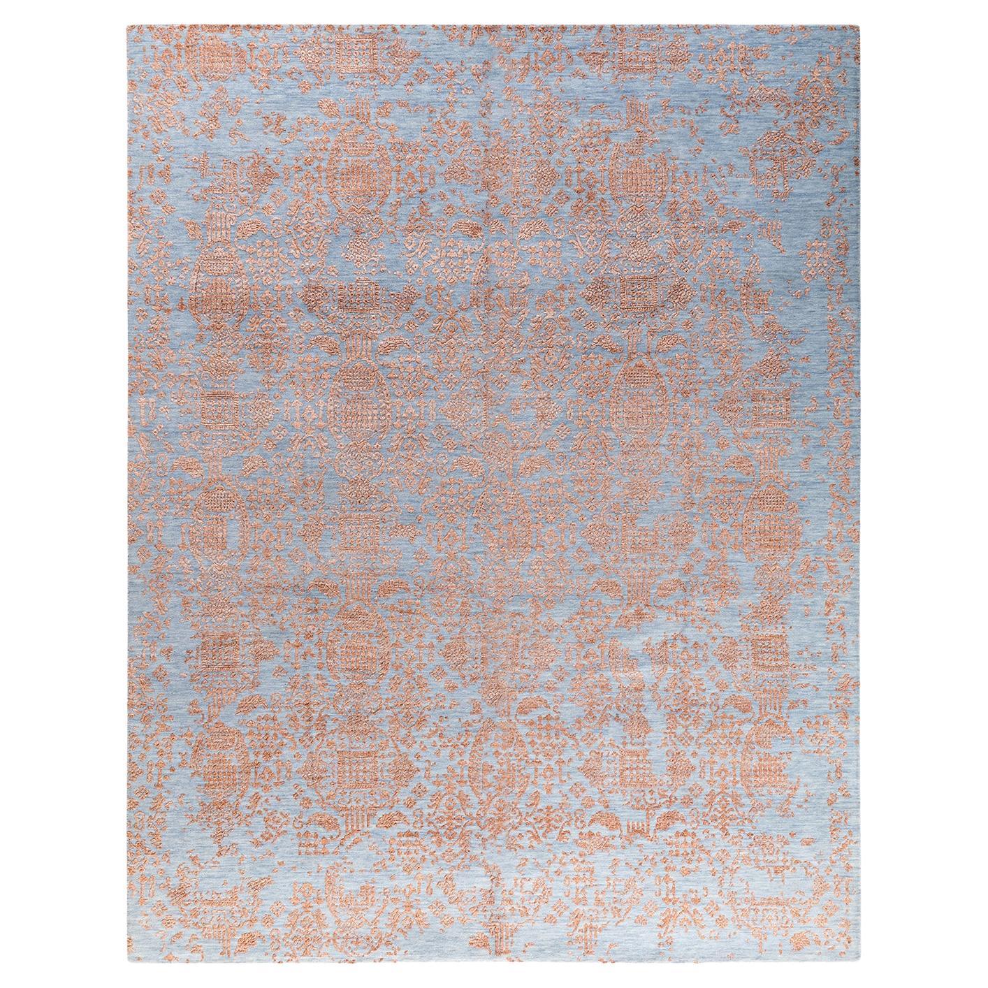 Tappeto tradizionale Ikat annodato a mano in seta e lana oro 7' 10" x 10' 1"
