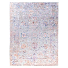 Traditional Ikat Hand Knotted Abstract Silk 
Wool Gray Area Rug 8
 0" x 10
 1"