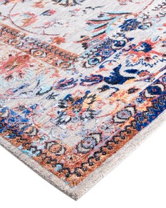 Traditional Ikat Hand Knotted Abstract Silk & Wool Gray Area Rug 8' 0" x 10' 4"