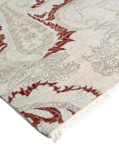 Traditional Ikat Hand Knotted Abstract Silk & Wool Gray Area Rug 8' 1" x 10' 0"