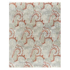 Traditional Ikat Hand Knotted Abstract Silk & Wool Gray Area Rug 8' 1" x 10' 0"