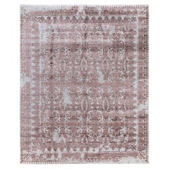Traditionnel Ikat Abstrait Soie et Laine Noué à la Main Tapis de Surface Gris 8' 1" x 10' 0"