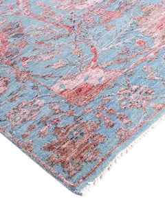 Traditional Ikat Hand Knotted Abstract Silk & Wool Gray Area Rug 8' 1" x 10' 4"