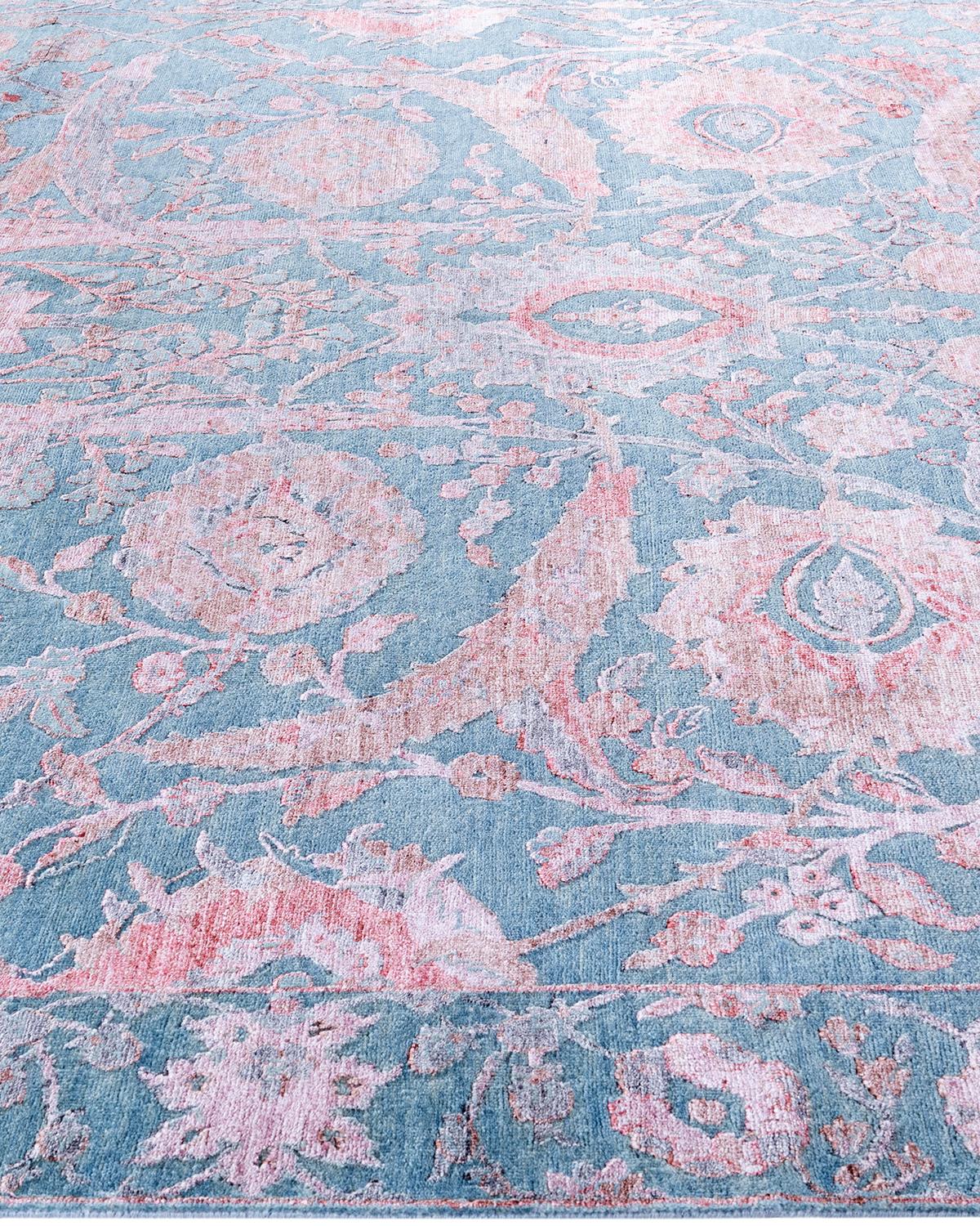 Annodato a mano Tappeto tradizionale Ikat annodato a mano in seta e lana grigia 8' 1