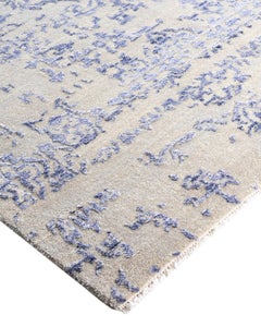 Traditional Ikat Hand Knotted Abstract Silk & Wool Gray Area Rug 8' 1" x 10' 5"