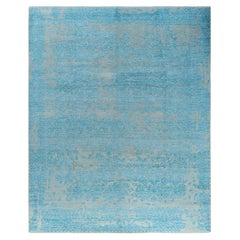 Traditionnel Ikat Abstrait Soie et Laine Noué à la Main Tapis de Surface Gris 8' 1" x 9' 10"