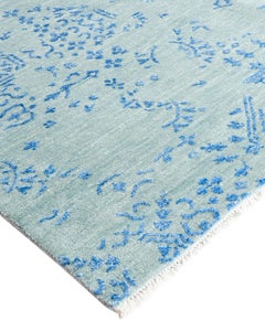 Traditional Ikat Hand Knotted Abstract Silk & Wool Gray Area Rug 8' 10" x 12' 0"