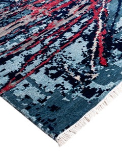 Traditional Ikat Hand Knotted Abstract Silk & Wool Gray Area Rug 8' 2" x 10' 1"