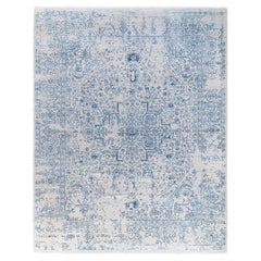 Tappeto tradizionale Ikat annodato a mano in seta astratta e lana, grigio, 8' 2" x 10' 1".