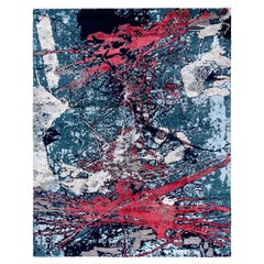 Traditionnel Ikat Abstrait Soie et Laine Noué à la main Tapis gris 8' 2" x 10' 1"