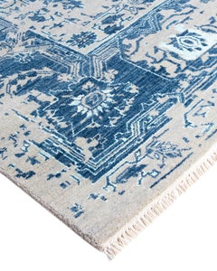 Traditional Ikat Hand Knotted Abstract Silk & Wool Gray Area Rug 8' 2" x 10' 4"