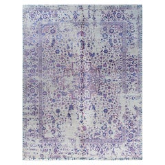 Traditional Ikat Hand Knotted Abstract Silk 
Wool Gray Area Rug 8
 2" x 10
 4"