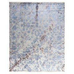 Traditional Ikat Hand Knotted Abstract Silk & Wool Gray Area Rug 8' 3" x 10' 3"