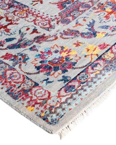 Traditional Ikat Hand Knotted Abstract Silk & Wool Gray Area Rug 8' 3" x 10' 4"