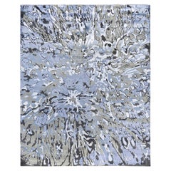 Traditional Ikat Hand Knotted Abstract Silk 
Wool Gray Area Rug 8
 4" x 10
 2"