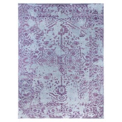 Traditional Ikat Hand Knotted Abstract Silk & Wool Gray Area Rug 9' 1" x 12' 1"