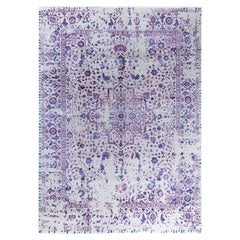 Ikat Tradicional Alfombra de Seda y Lana Abstracta Anudada a Mano Gris 9' 1" x 12' 1