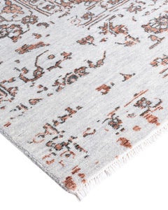 Traditional Ikat Hand Knotted Abstract Silk & Wool Gray Area Rug 9' 1" x 12' 4"