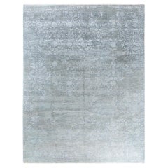 Traditional Ikat Hand Knotted Abstract Silk & Wool Gray Area Rug 9' 3" x 11' 10"