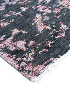 Traditional Ikat Hand Knotted Abstract Silk & Wool Green Area Rug 9' 1" x 12' 1"
