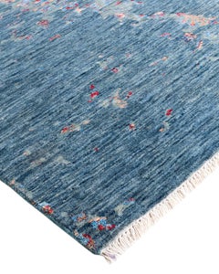 Traditional Ikat Hand Knotted Abstract Silk & Wool Green Area Rug 9' 1" x 12' 2"