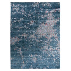 Traditional Ikat Hand Knotted Abstract Silk & Wool Green Area Rug 9' 1" x 12' 2"