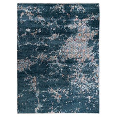 Traditional Ikat Hand Knotted Abstract Silk & Wool Green Area Rug 9' 2" x 12' 1"
