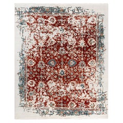 Traditional Ikat Hand Knotted Abstract Silk & Wool Ivory Area Rug 8' 3" x 10' 2"