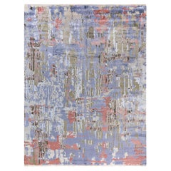 Traditional Ikat Hand Knotted Abstract Silk & Wool Ivory Area Rug 9' 3" x 11'10"