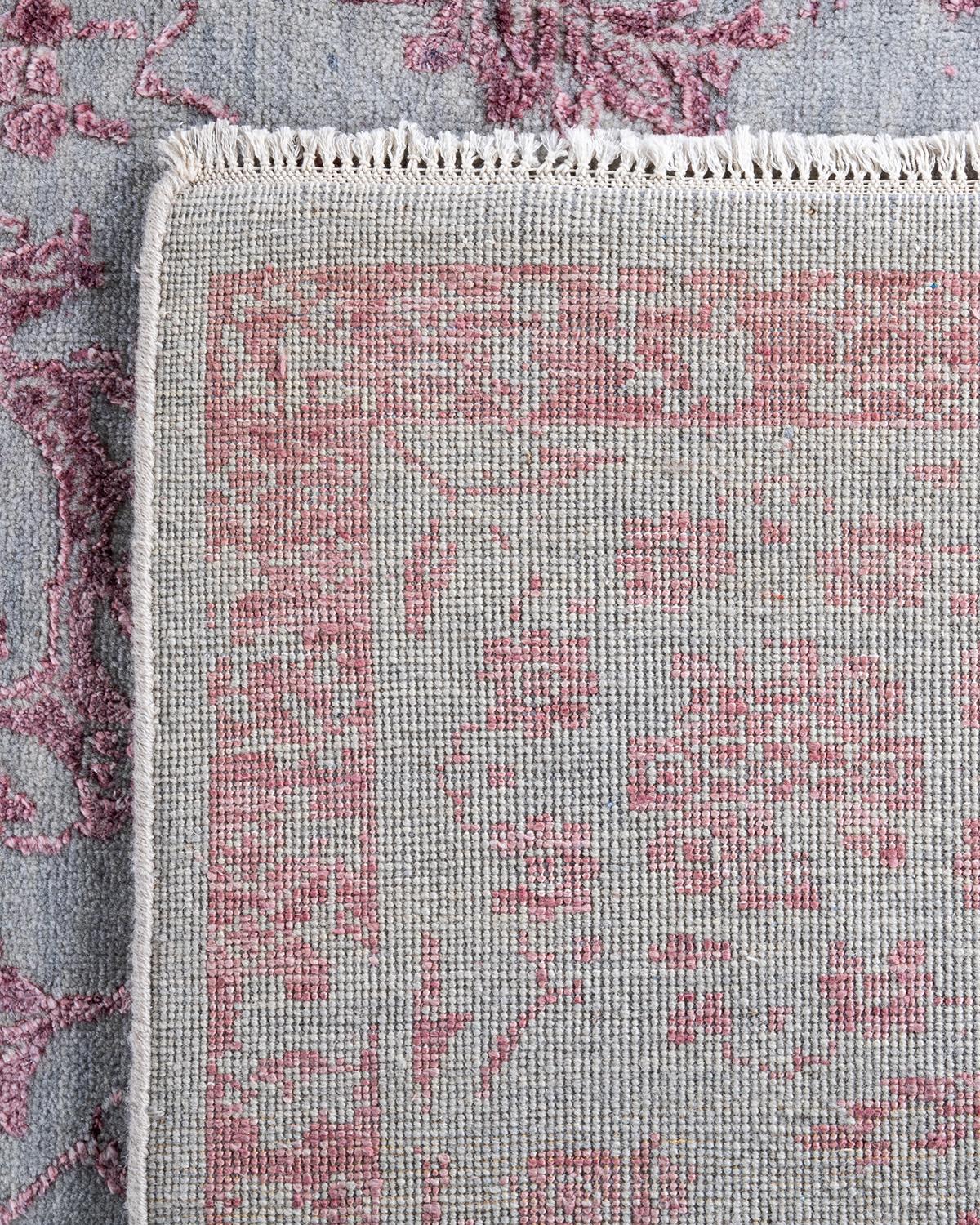 Traditional Ikat Hand Knotted Abstract Silk & Wool Pink Area Rug 9' 1
