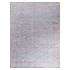 Traditional Ikat Hand Knotted Abstract Silk & Wool Pink Area Rug 9' 1" x 12' 0"