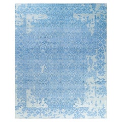 Traditional Ikat Hand Knotted Abstract Silk & Wool Purple Area Rug  8'0" x 9'10"