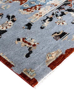 Traditional Ikat Hand Knotted Abstract Silk & Wool Red Area Rug 8' 0" x 10' 4"