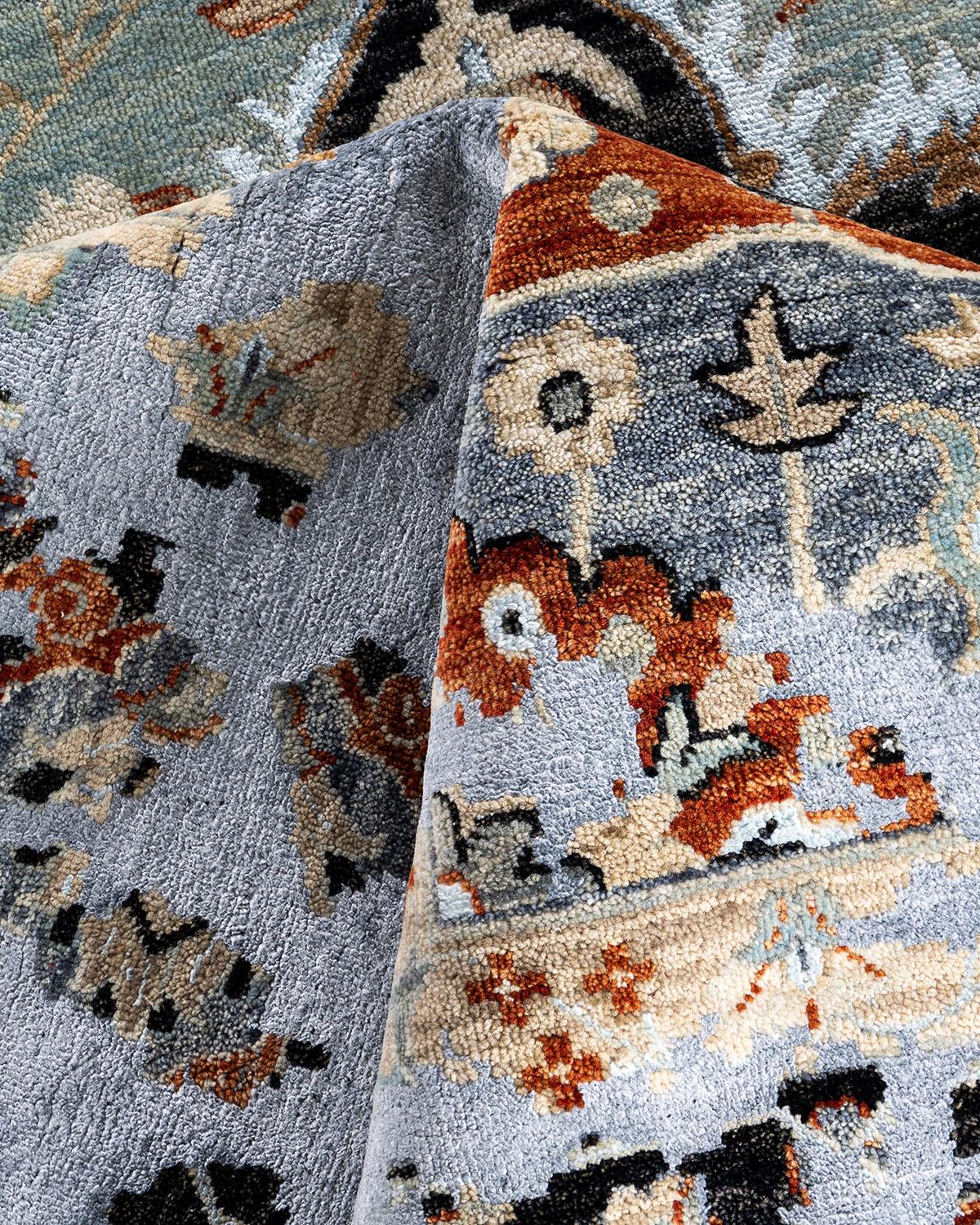 Traditional Ikat Hand Knotted Abstract Silk & Wool Rust Area Rug 8' 10