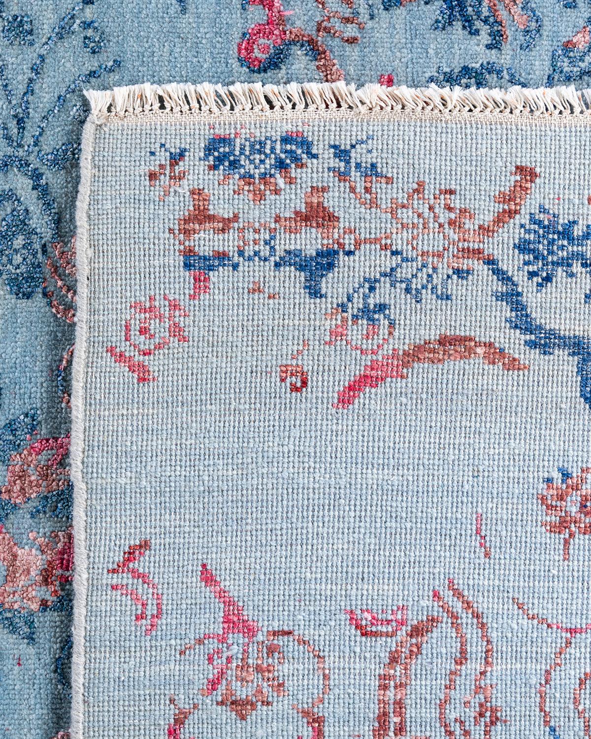 Tappeto tradizionale Ikat annodato a mano in seta astratta e lana Rust 8'2