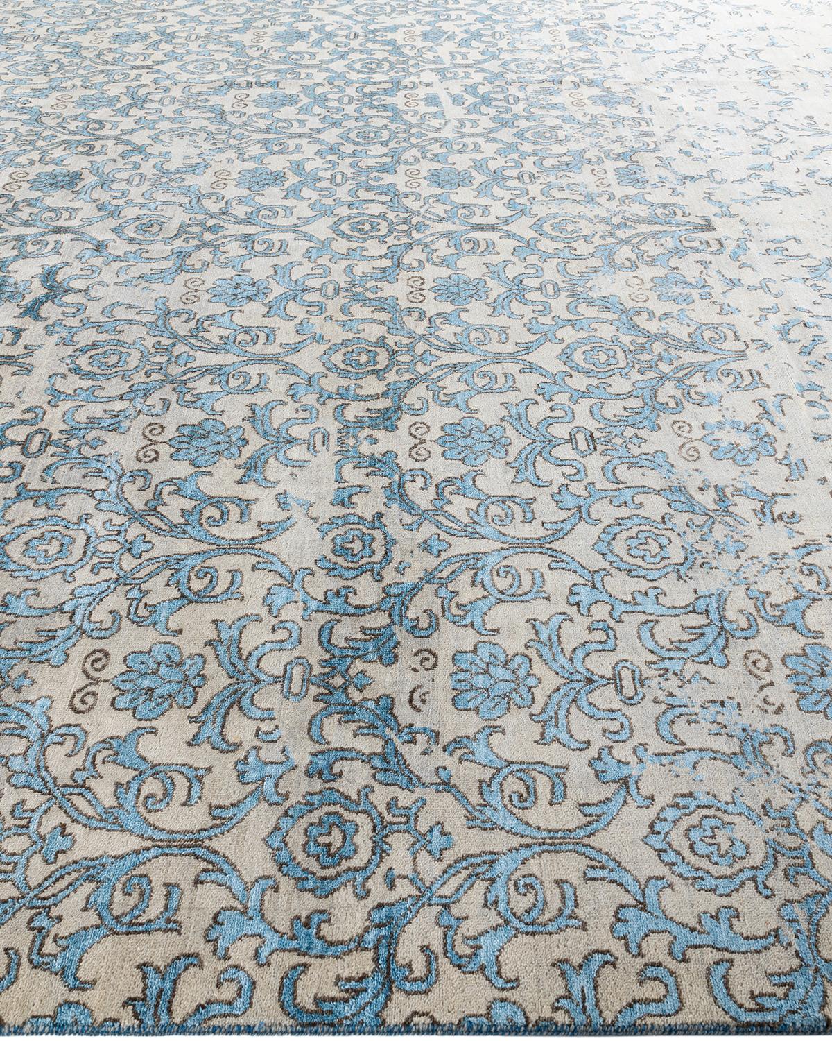 Hand-Knotted Traditional Ikat Hand Knotted Abstract Silk & Wool Sand Area Rug 9' 0