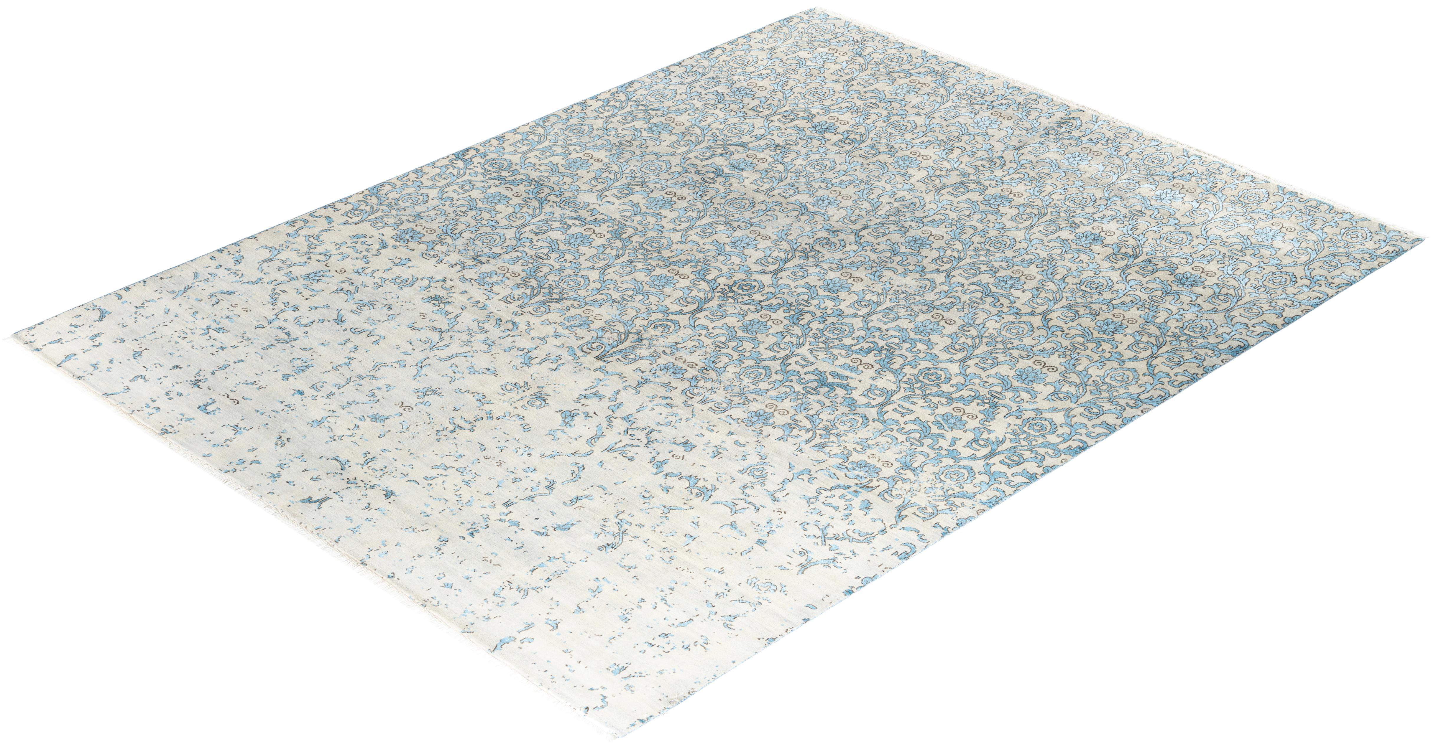 Traditional Ikat Hand Knotted Abstract Silk & Wool Sand Area Rug 9' 0