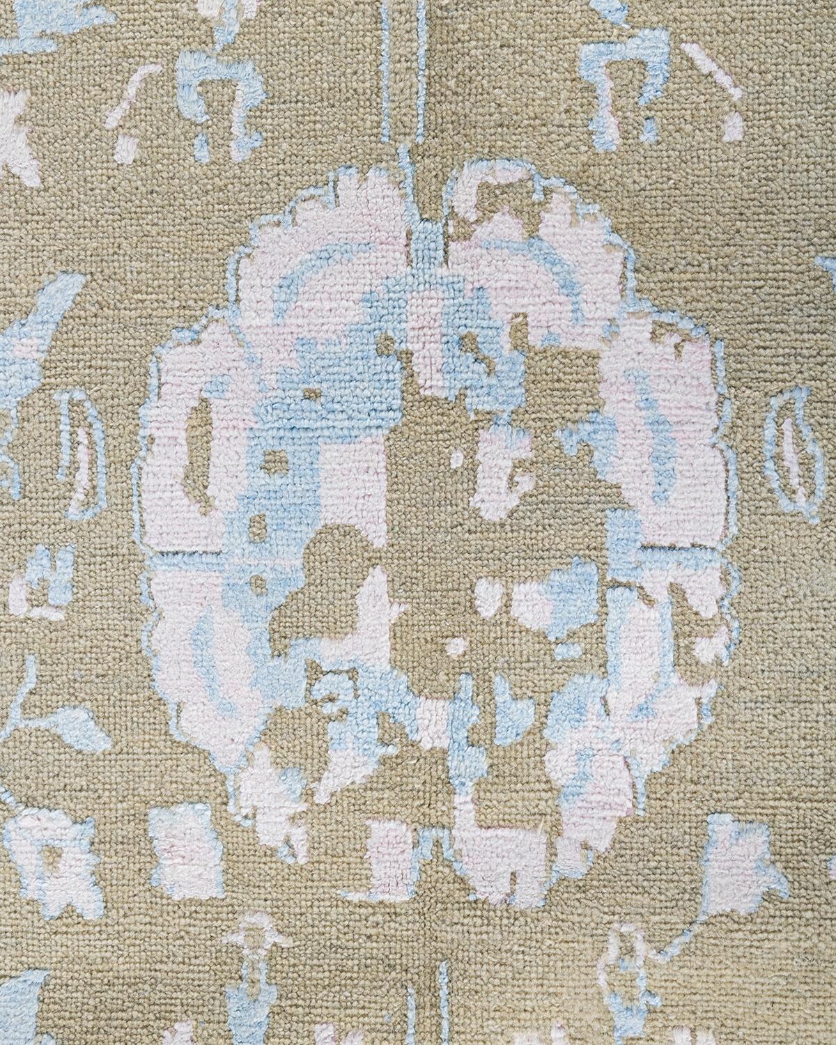 Indien Tapis traditionnel Ikat abstrait noué à la main en soie et laine  9' 2