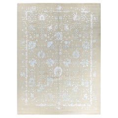 Traditioneller handgeknüpfter abstrakter Ikat-Teppich aus Seide und Wolle aus Sand aus Sand  9' 2" x 12' 0"