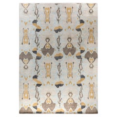 Traditional Ikat Hand Knotted Abstract Wool Beige Area Rug 9' 2" x 12' 4"