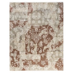 Traditional Ikat Hand Knotted Abstract Wool Brown Area Rug 8' 2" x 10' 4"