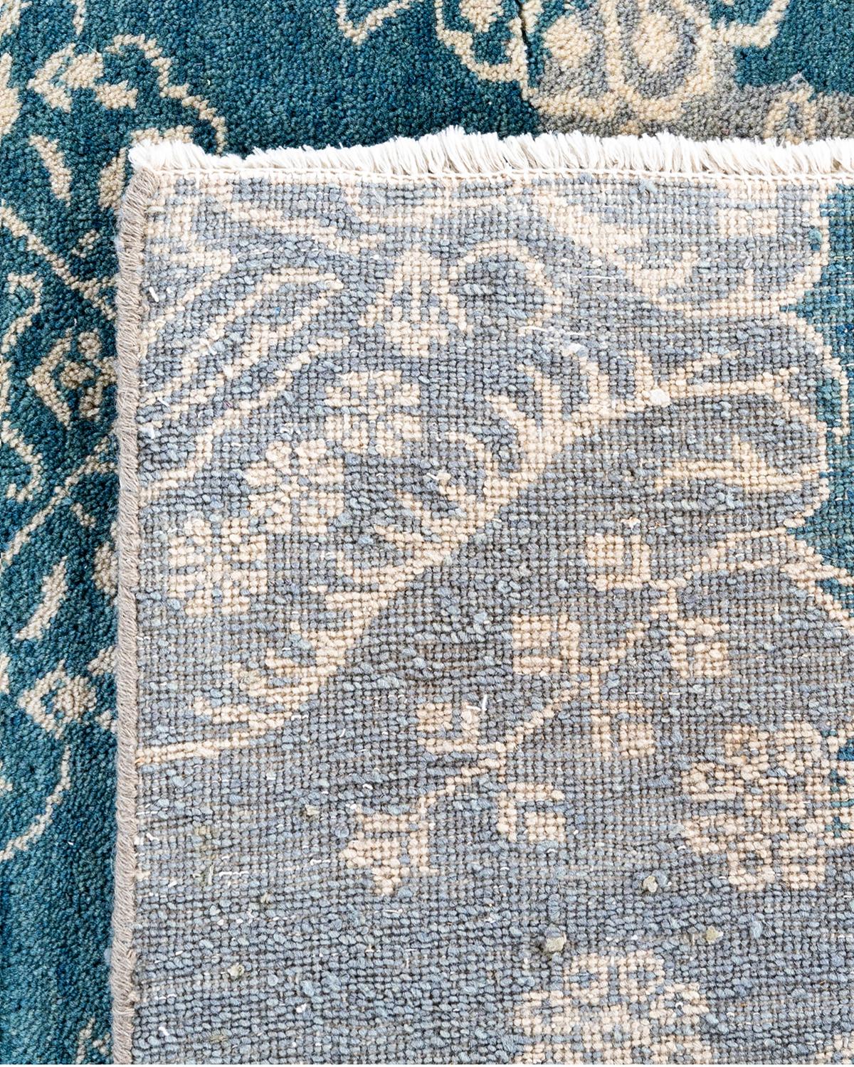 Tapis traditionnel Ikat abstrait noué à la main gris de 8' 4
