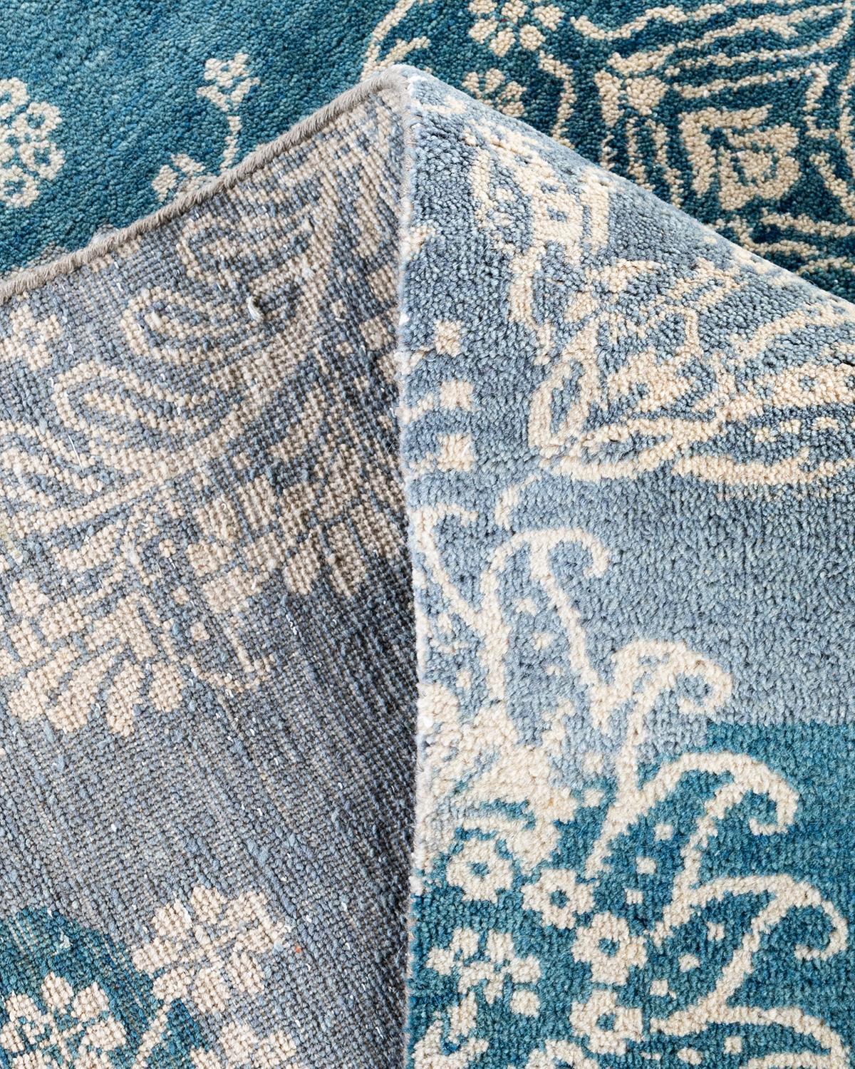 XXIe siècle et contemporain Tapis traditionnel Ikat abstrait noué à la main gris de 8' 4