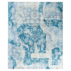 Tapis traditionnel Ikat abstrait noué à la main gris de 8' 4" x 10' 2"