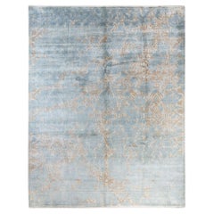 Tapis traditionnel Ikat gris abstrait noué à la main 9' 4" x 11' 10"