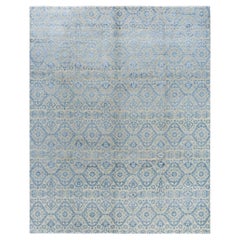 Traditional Ikat Hand Knotted Floral Silk & Wool Beige Area Rug 8' 2" x 10' 1"
