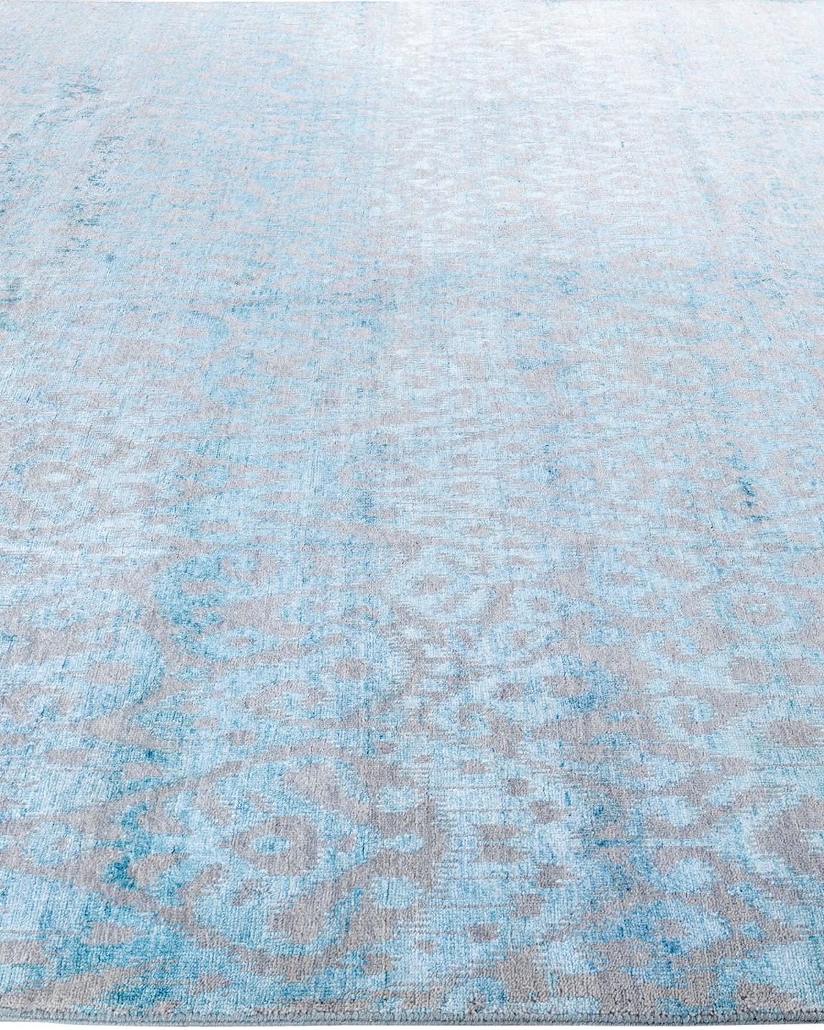 Annodato a mano Tappeto tradizionale Ikat annodato a mano in seta e lana beige 8' 3