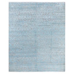 Traditionnel Ikat Floral Noué à la main Soie et Laine Tapis Beige 8' 3" x 10' 2"