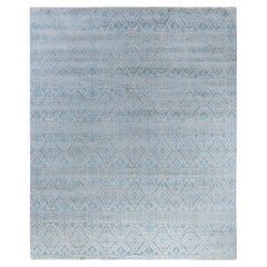 Traditional Ikat Hand Knotted Floral Silk & Wool Beige Area Rug 9' 0" x 10' 2"