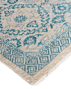 Traditional Ikat Hand Knotted Floral Silk & Wool Brown Area Rug 7' 10" x 9' 10"